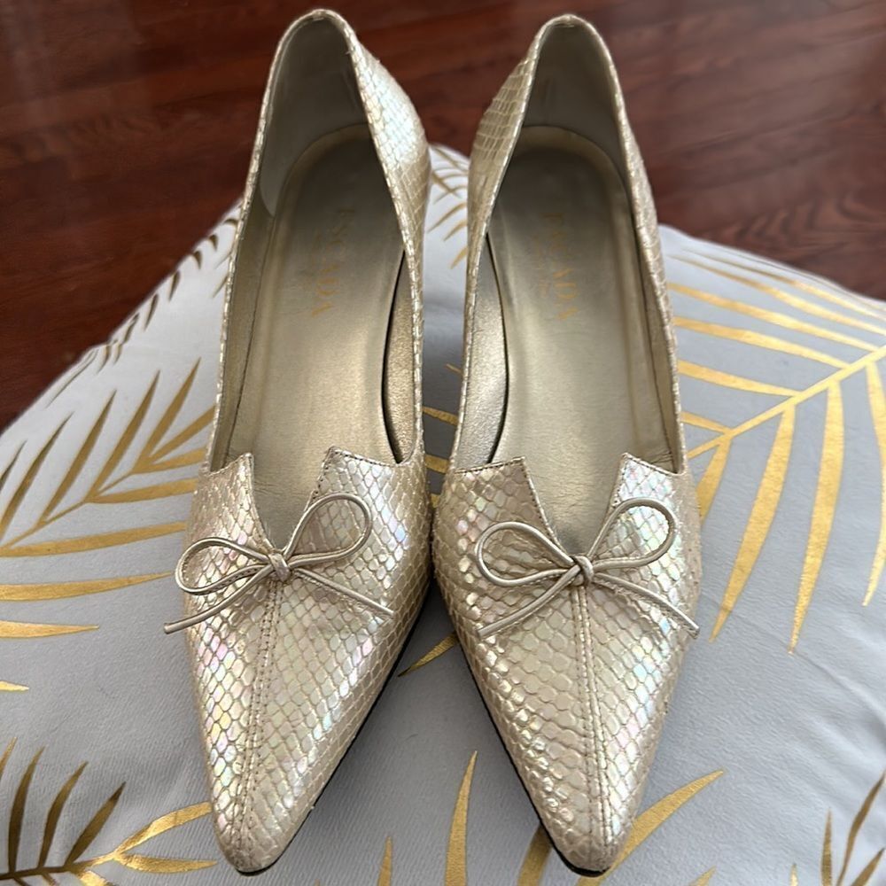 Escada | Marbled Python Embossed Pointy Pumps 7 1… - image 3